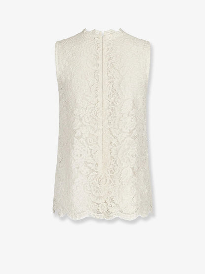 Dolce & Gabbana Logoed Stretch Lace Top