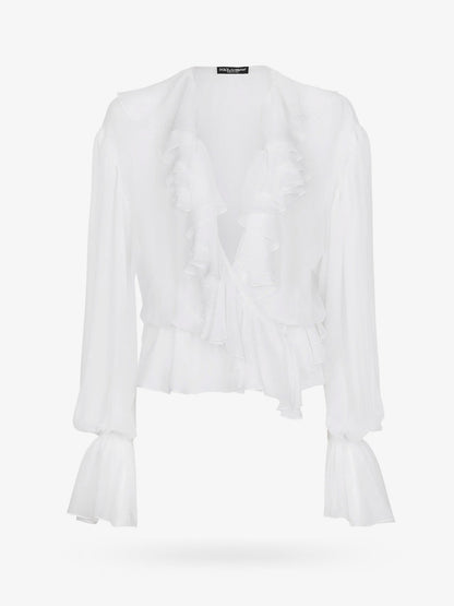 Dolce & Gabbana Silk shirt with rouches - Bianco
