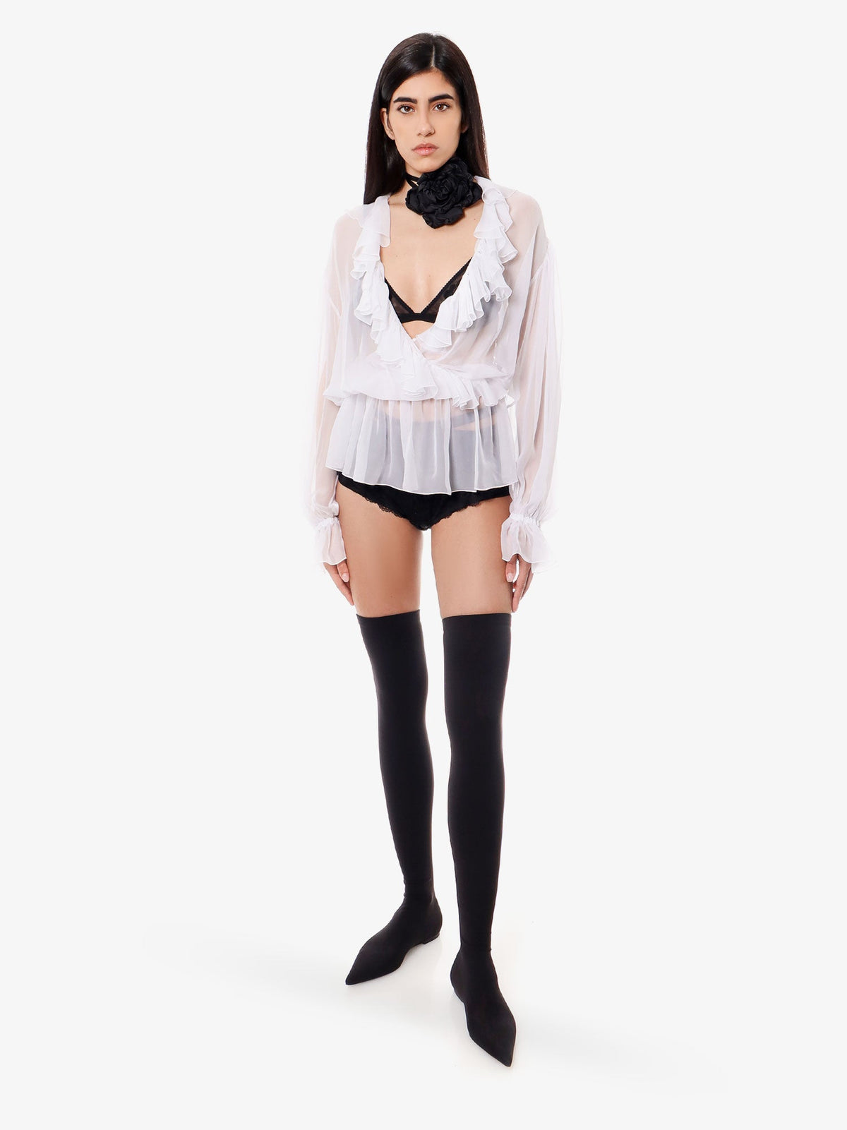 Dolce & Gabbana Silk shirt with rouches - Bianco