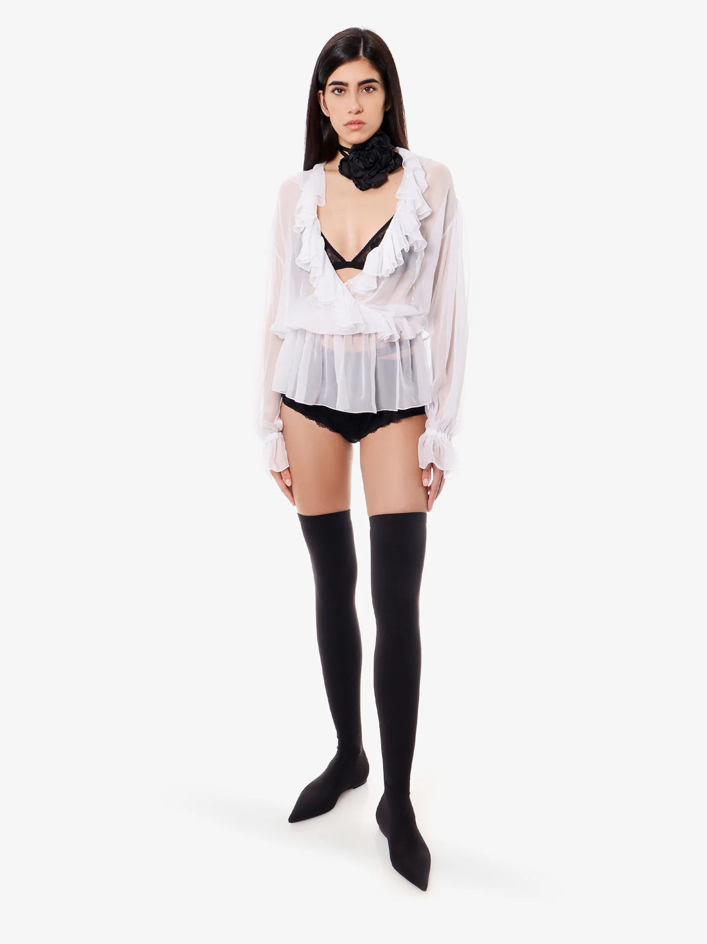 Dolce & Gabbana Silk Shirt With Rouches