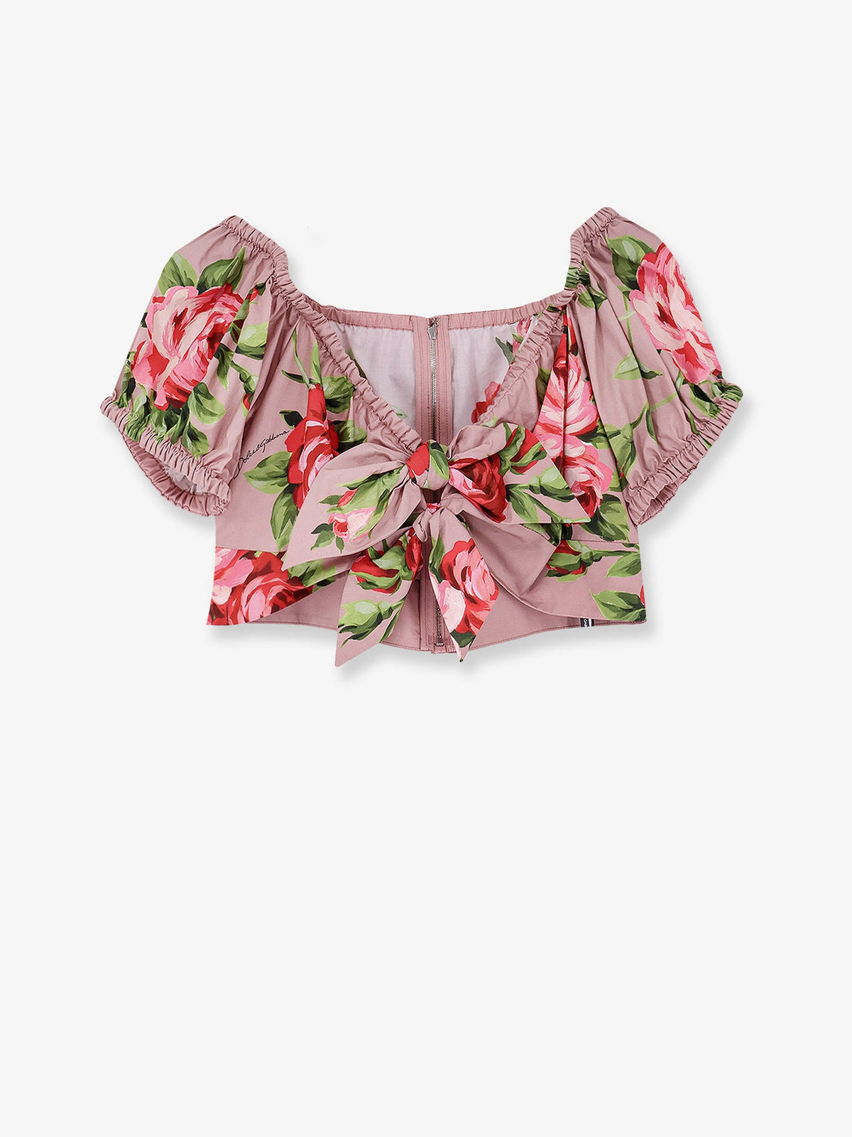 Dolce & Gabbana Cotton top with iconic print - Bouquet Rose Rosa
