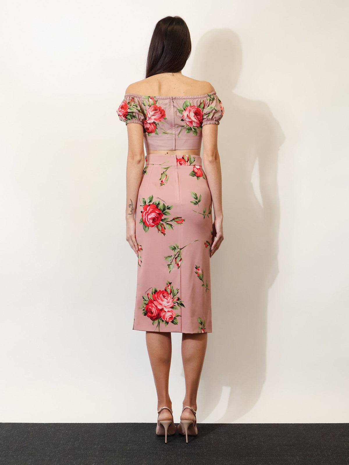 Dolce & Gabbana Cotton top with iconic print - Bouquet Rose Rosa