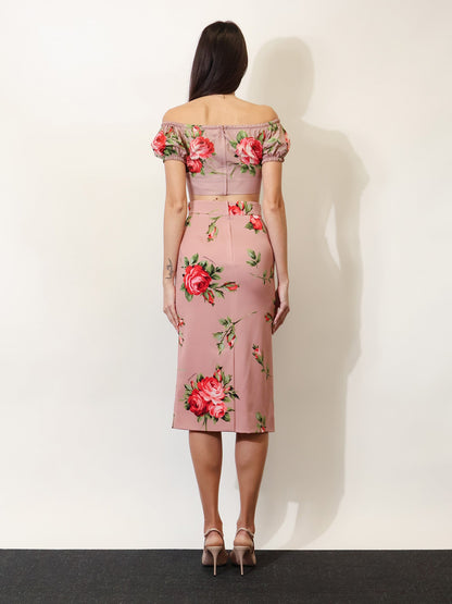 Dolce & Gabbana Cotton top with iconic print - Bouquet Rose Rosa