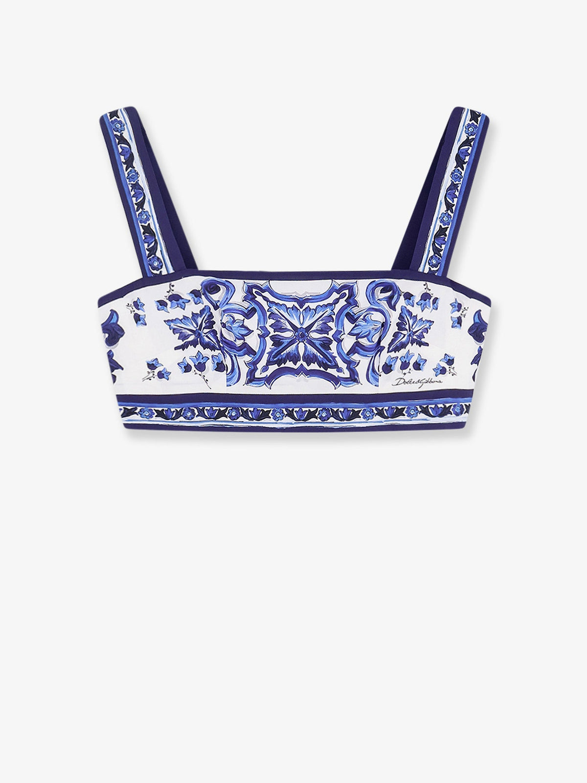 Dolce & Gabbana Cotton top with Maiolica print - Blu