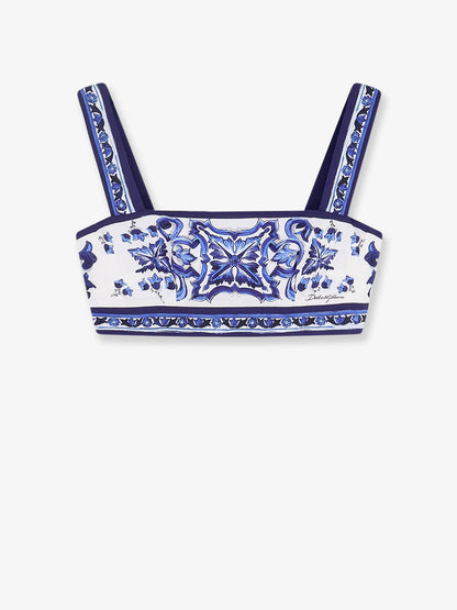 Dolce & Gabbana Cotton top with Maiolica print - Blu