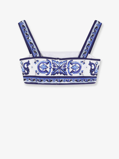 Dolce & Gabbana Cotton top with Maiolica print - Blu