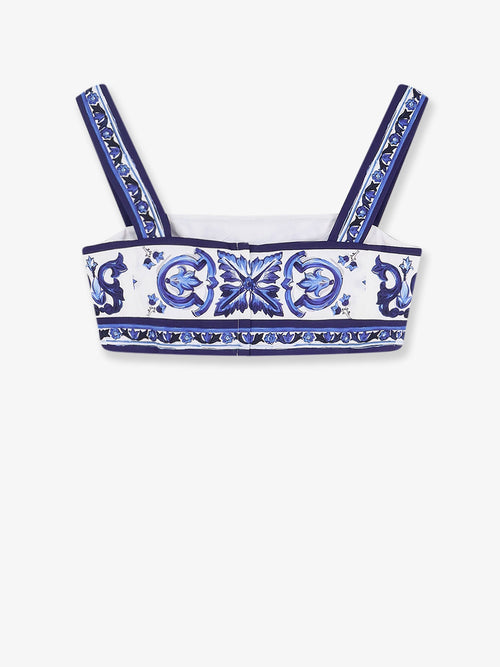Dolce & Gabbana Cotton top with Maiolica print - Blu