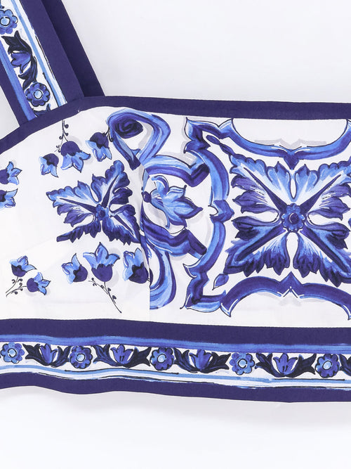 Dolce & Gabbana Cotton top with Maiolica print - Blu