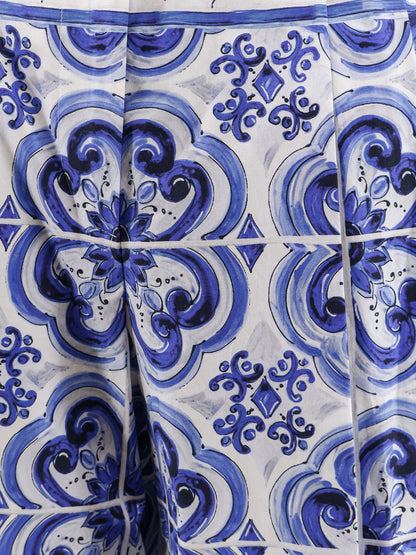 Dolce & Gabbana Cotton Trousers With Maiolica Print