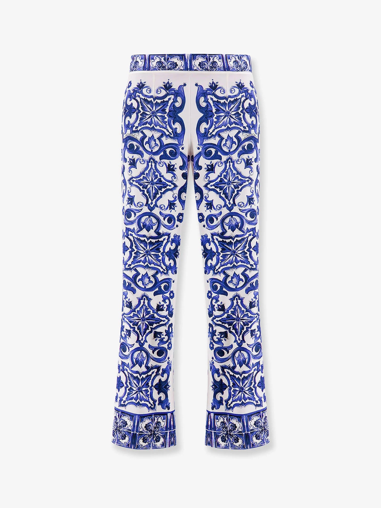 Dolce & Gabbana Silk Trousers With Majolica Print