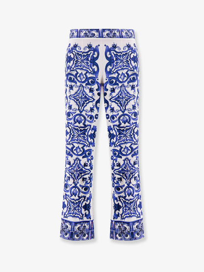 Dolce & Gabbana Silk Trousers With Majolica Print