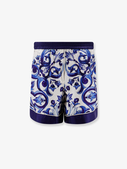 Dolce & Gabbana Silk Shorts With Maiolica Print