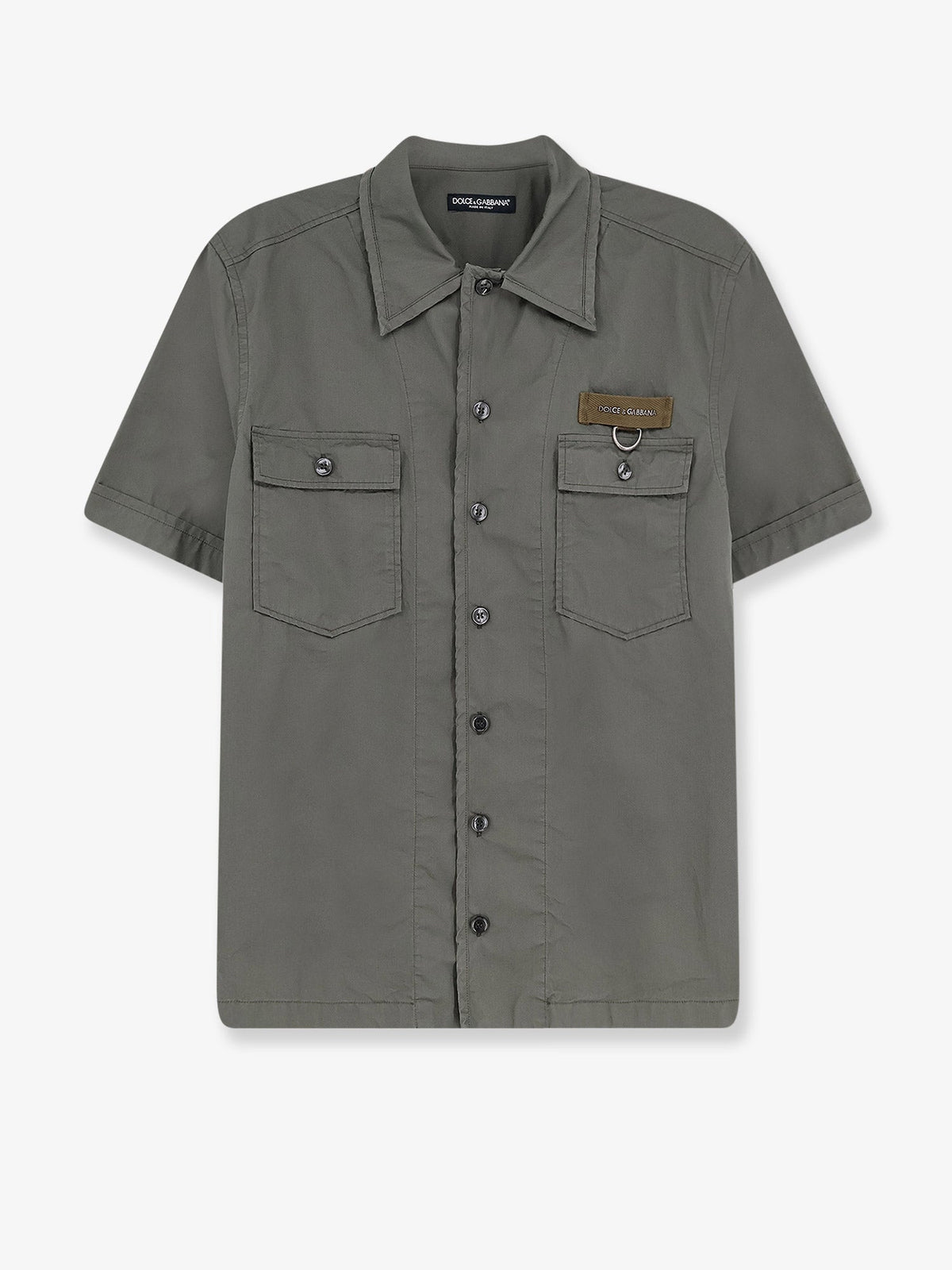 Dolce & Gabbana Cotton shirt with Logo patch - Grigio Scuro 4