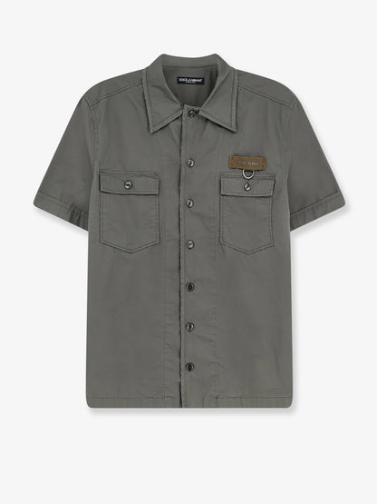 Dolce & Gabbana Cotton shirt with Logo patch - Grigio Scuro 4