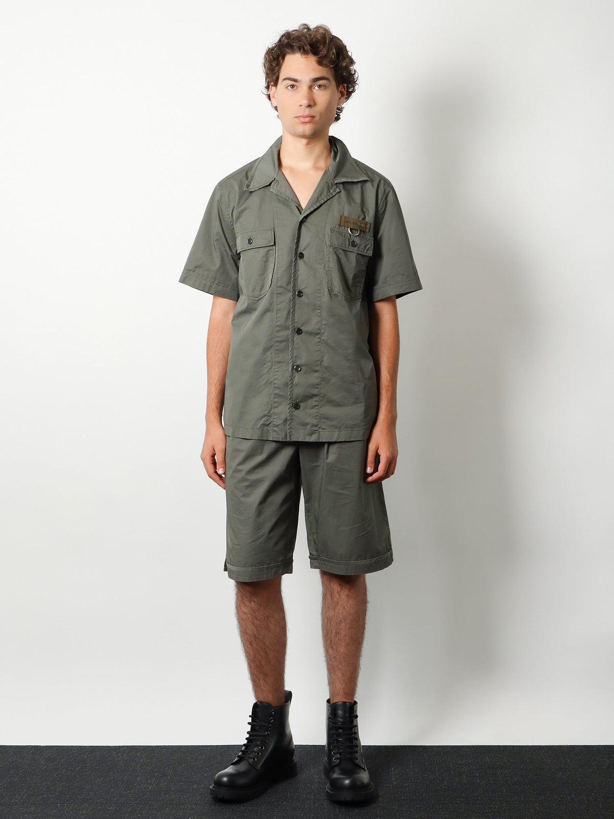 Dolce & Gabbana Cotton shirt with Logo patch - Grigio Scuro 4
