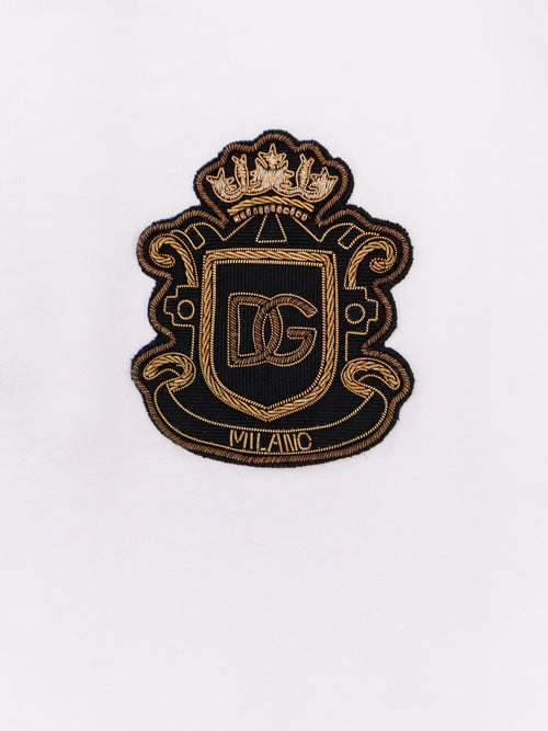 Dolce & Gabbana Cotton t-shirt with iconic logo patch - Bianco Ottico