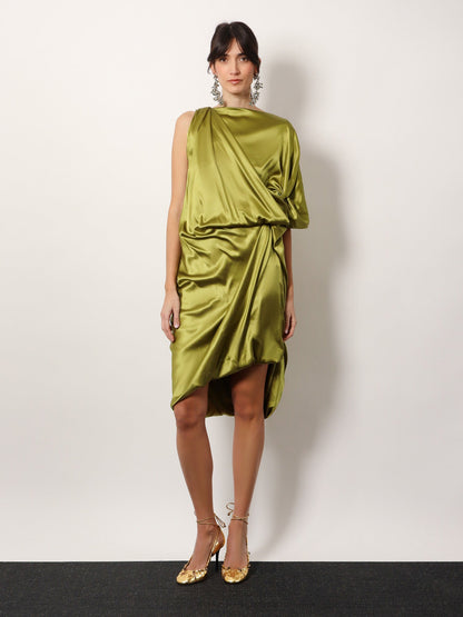 Dries Van Noten Dalant silk dress with lateral knot - Verde