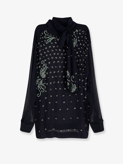 Dries Van Noten Viscose shirt with rhinestones - Navy