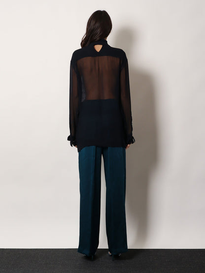 Dries Van Noten Viscose shirt with rhinestones - Navy