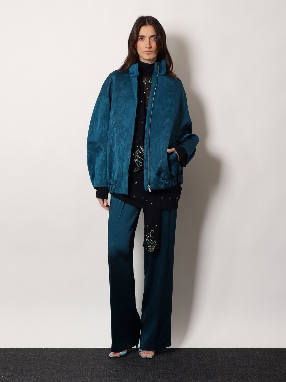 Dries Van Noten Portias satin trousers - Petrol