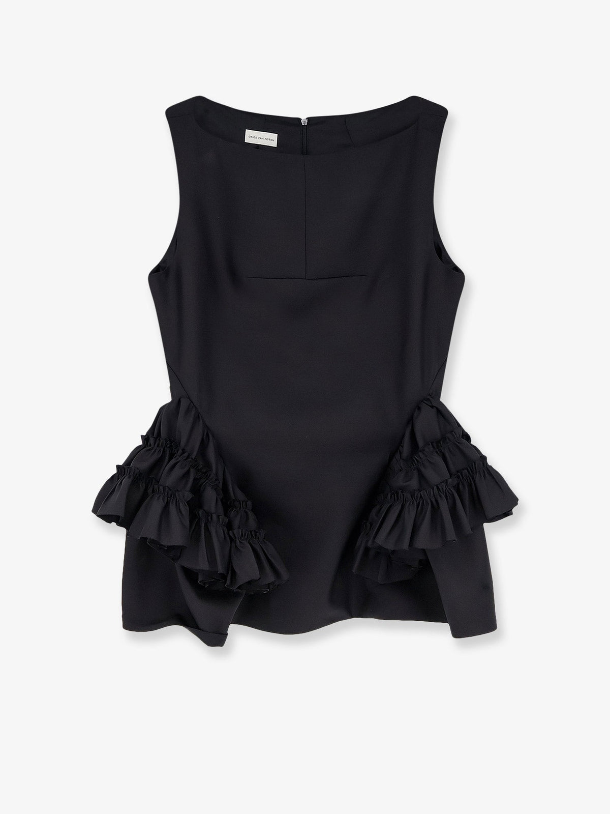Dries Van Noten Casey wool and silk top - Black