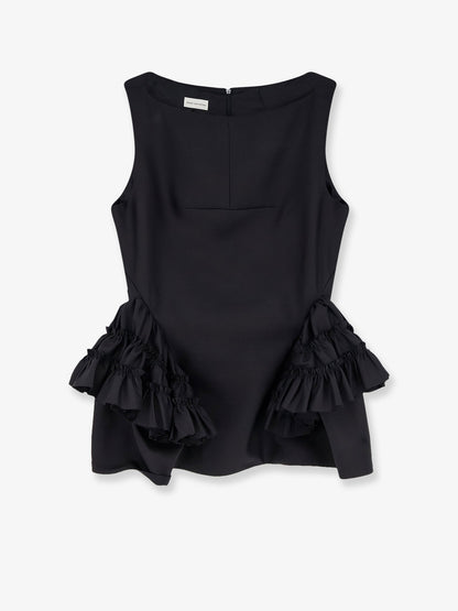 Dries Van Noten Casey wool and silk top - Black