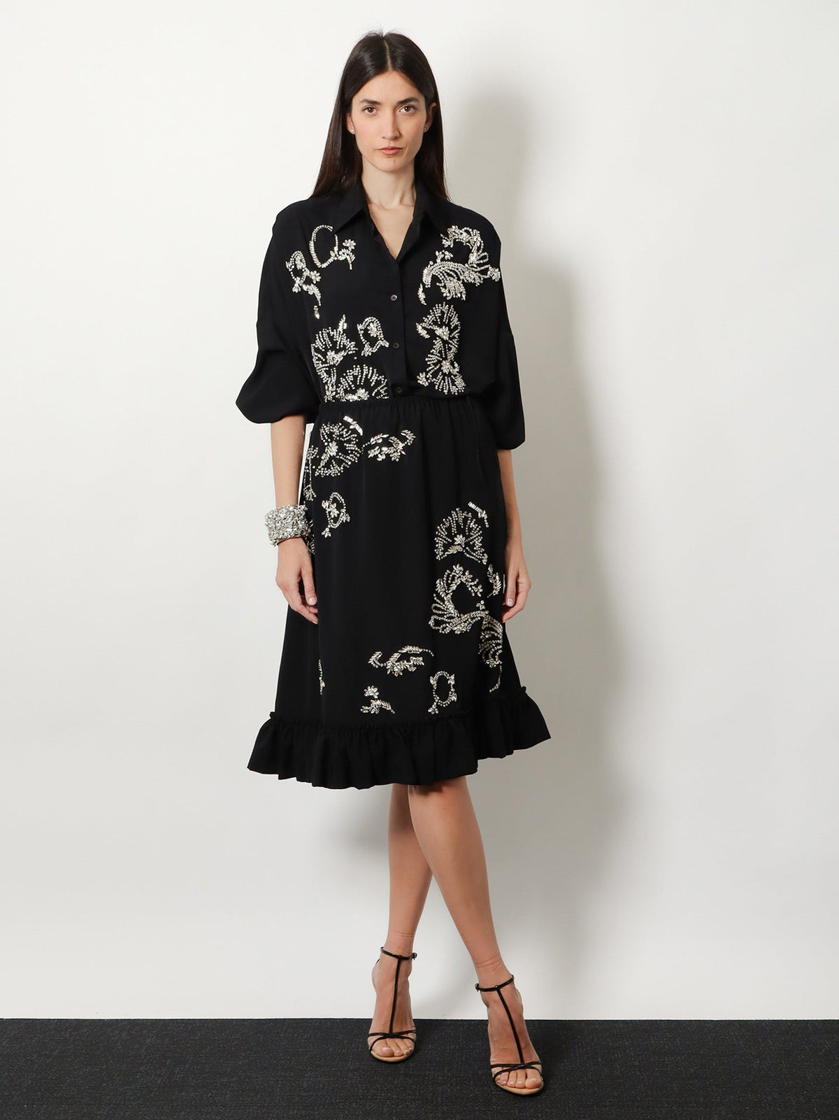 Dries Van Noten Samila skirt with rhinestones - Black