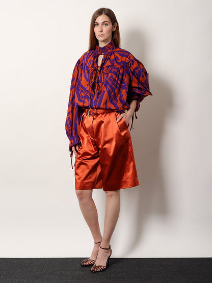 Dries Van Noten Catya cotton shirt with Crushed Stripe print - Orange
