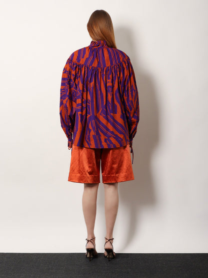 Dries Van Noten Catya cotton shirt with Crushed Stripe print - Orange