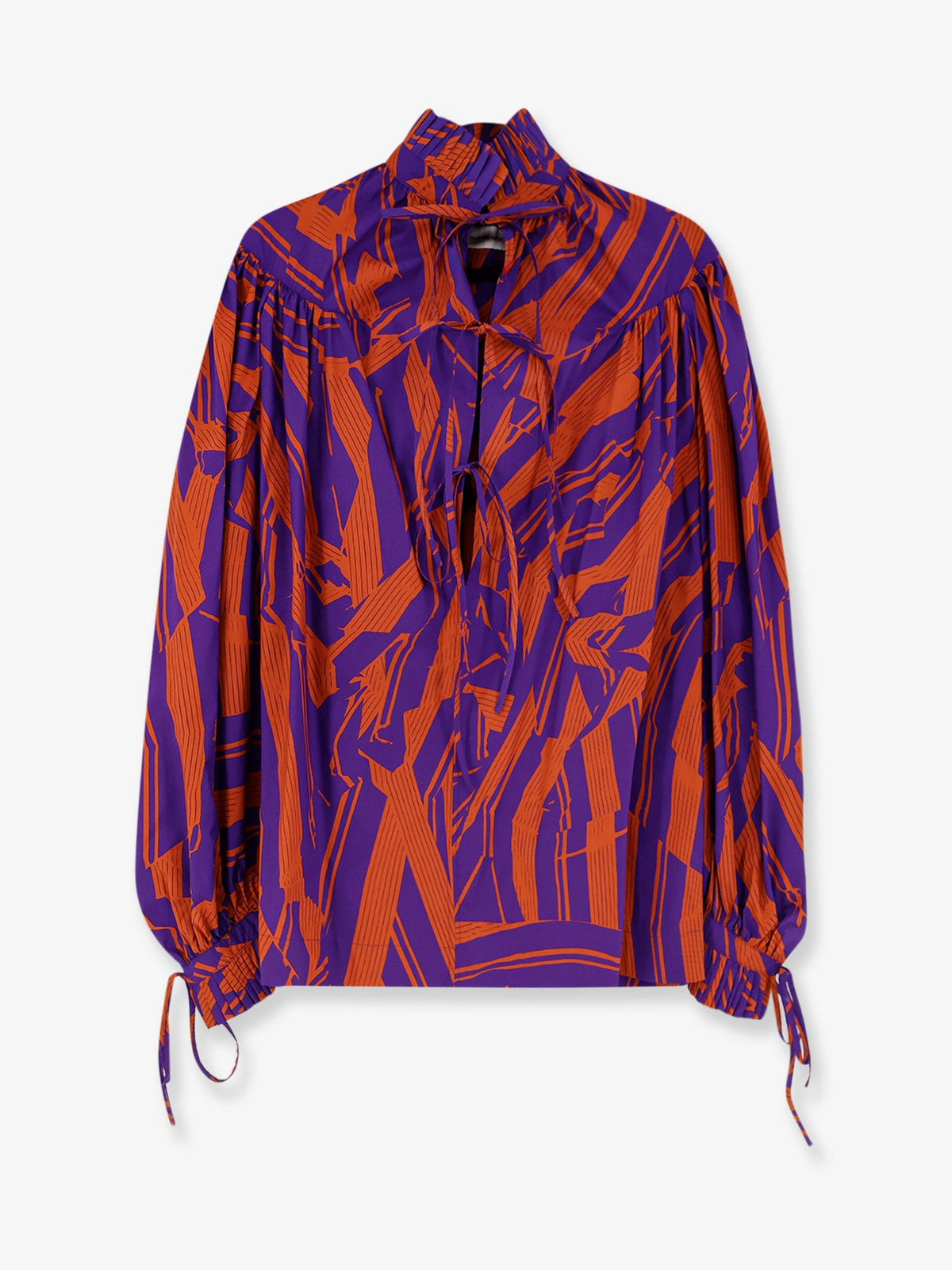 Dries Van Noten Catya cotton shirt with Crushed Stripe print - Orange