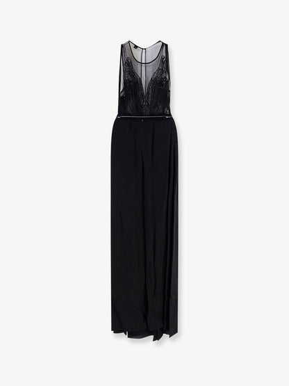Elisabetta Franchi Red Carpet long dress with belt - Nero
