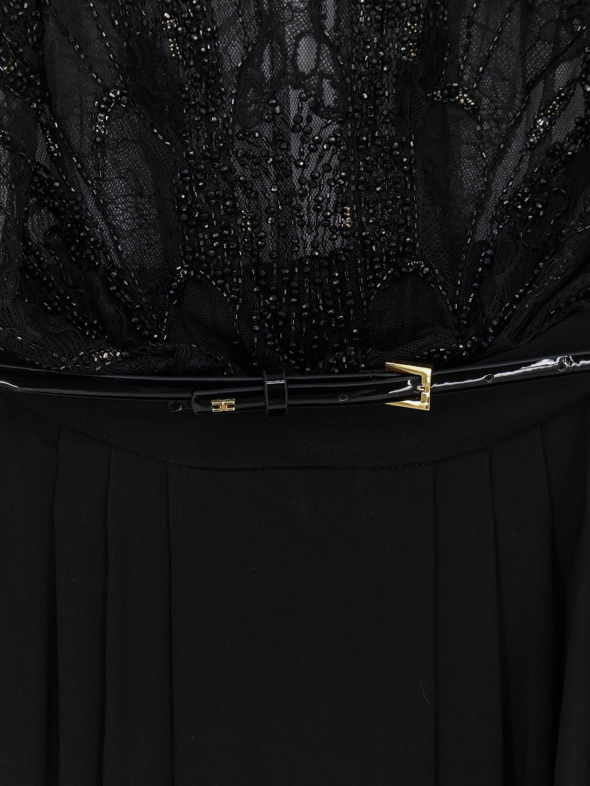 Elisabetta Franchi Red Carpet long dress with belt - Nero