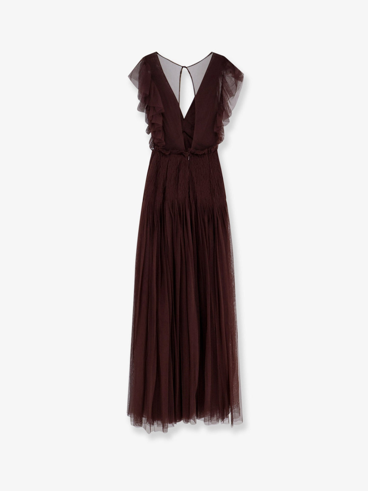 Elisabetta Franchi Red Carpet long dress with rhinestones detail - Cacao
