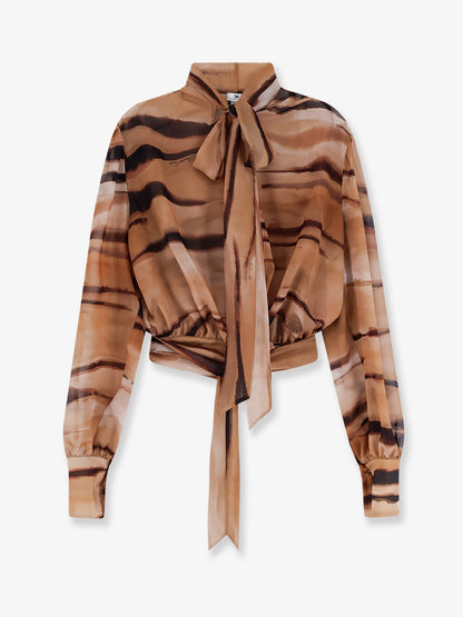 Elisabetta Franchi Shirt with animalier print - Cammello