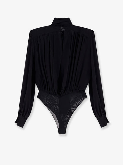Elisabetta Franchi Silk shirt with body detail - Nero