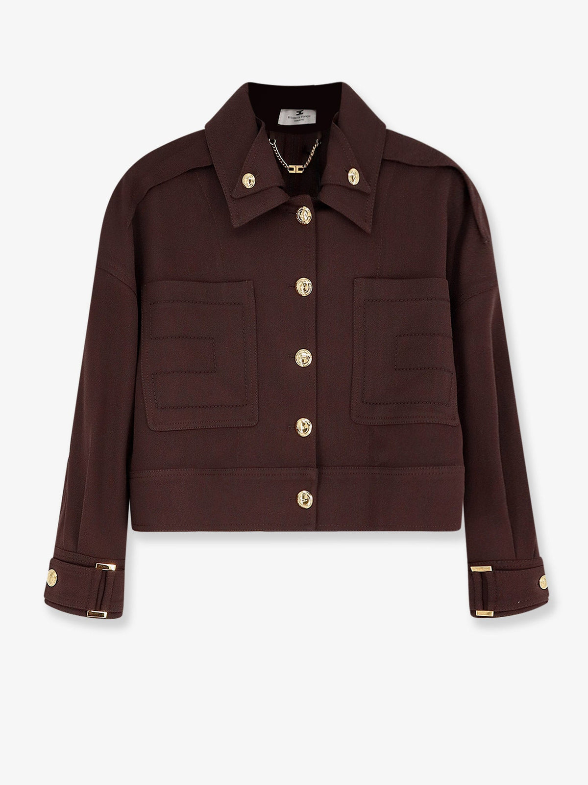 Elisabetta Franchi Cropped viscose jacket - Cacao