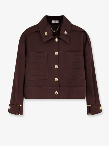 Elisabetta Franchi Cropped viscose jacket - Cacao