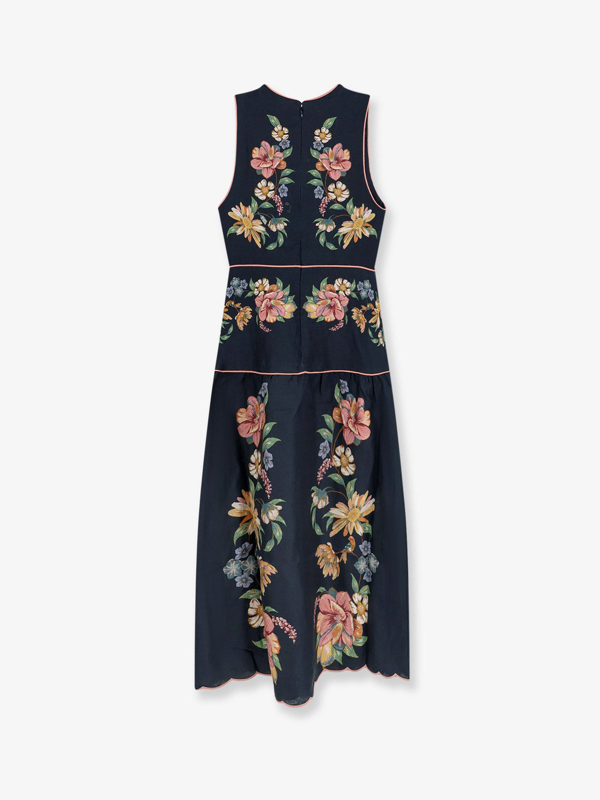 Farm Rio Maira long linen dress with floral print - Mairafloraldarkblue