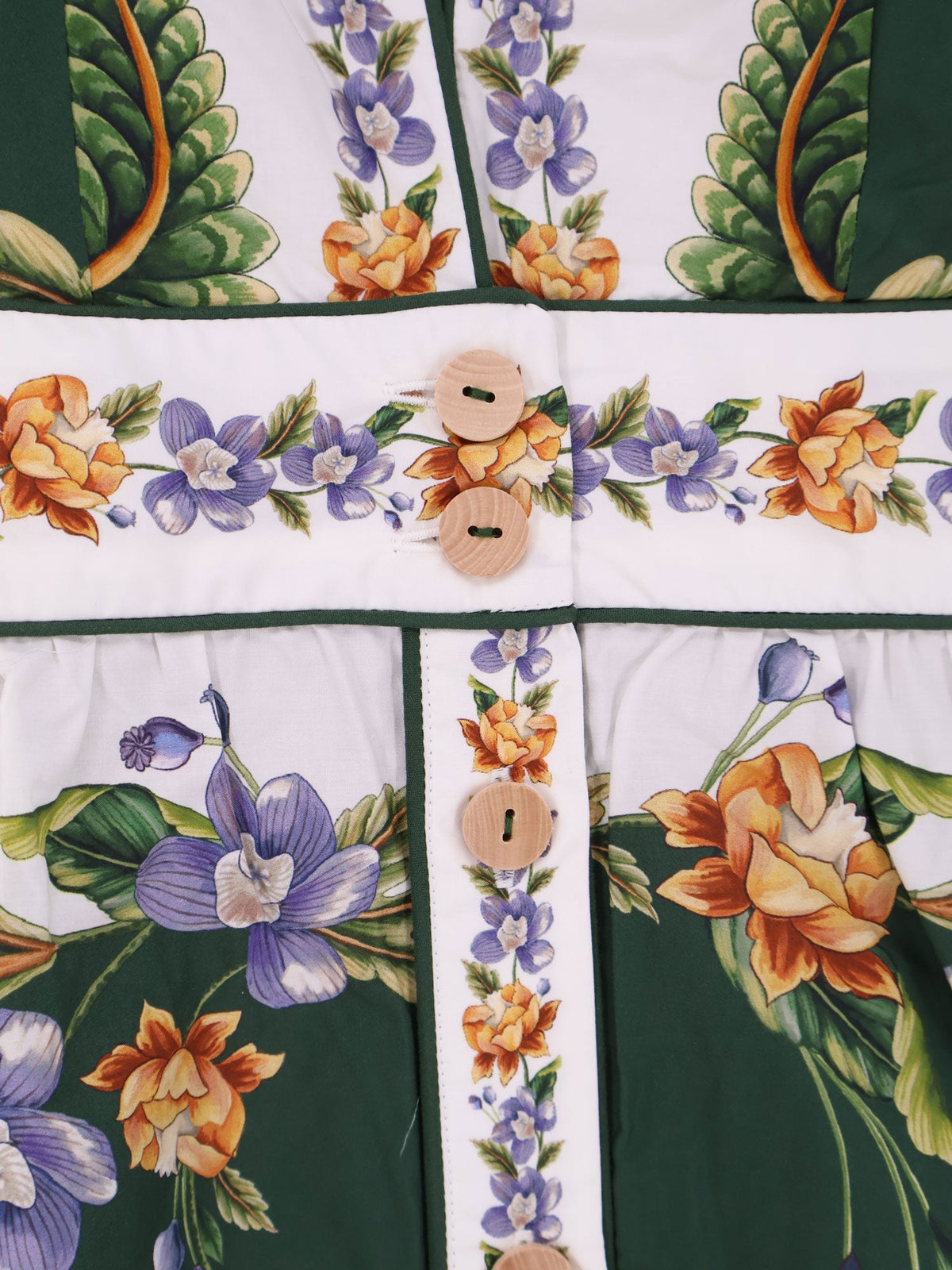 Farm Rio Long cotton dress with floral print - Naturegreen