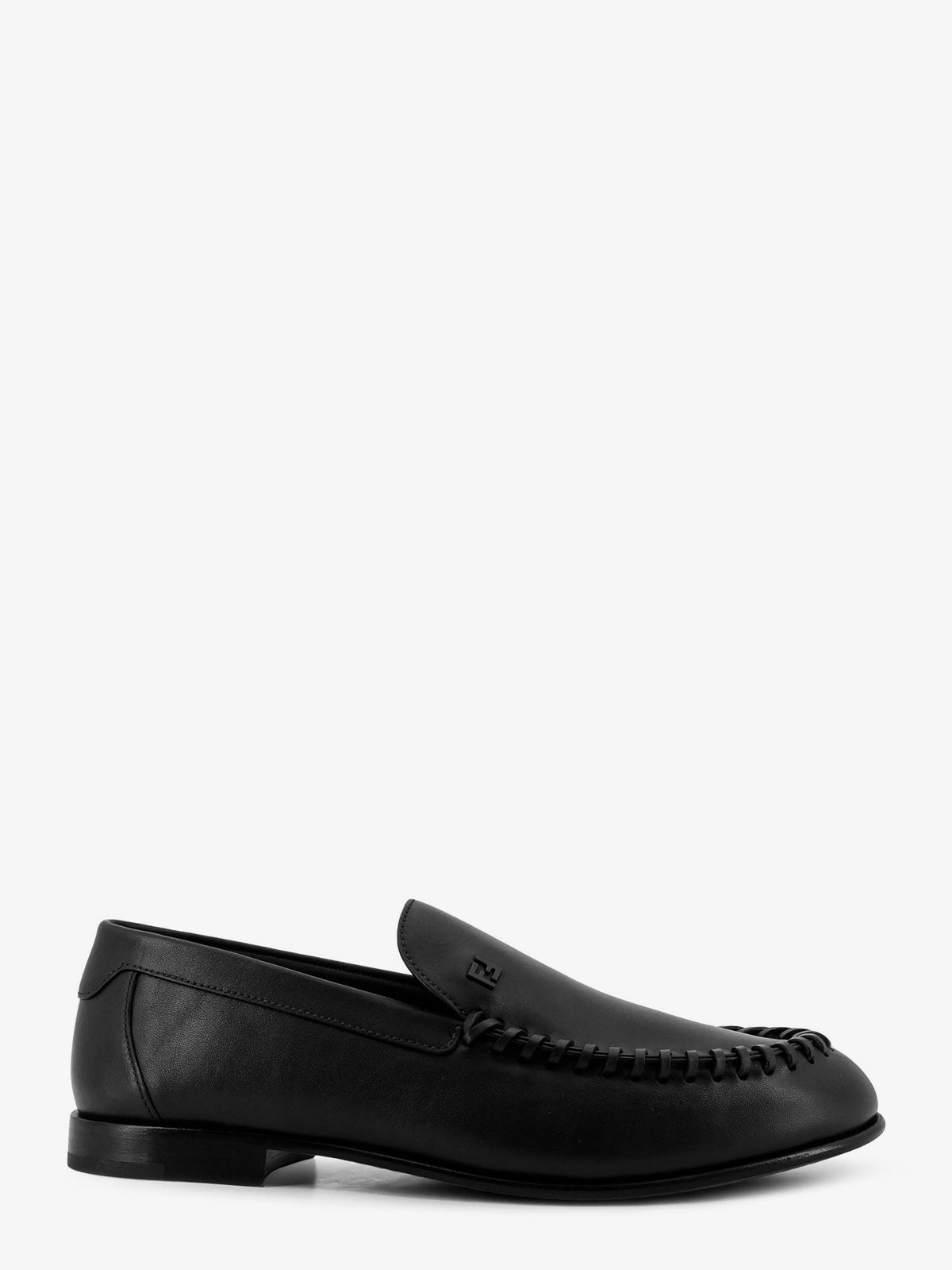 Fendi Leather loafers with metal FF logo - Nero