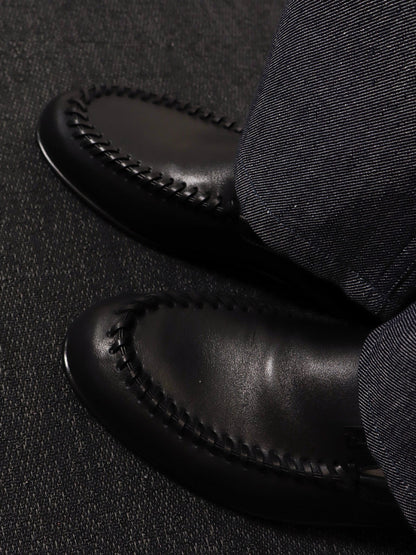 Fendi Leather loafers with metal FF logo - Nero