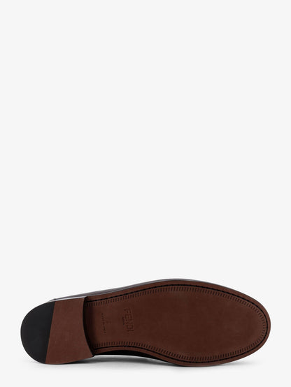 Fendi Leather loafers with metal FF logo - Nero