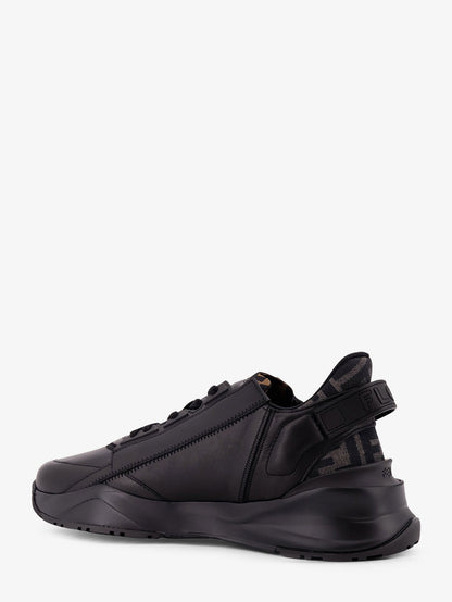 Fendi Leather Flow sneakers with FF jacquard fabric inserts - Nero Grig Nero Nero