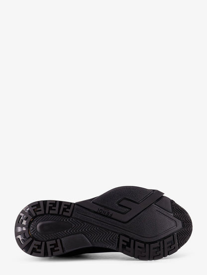 Fendi Leather Flow sneakers with FF jacquard fabric inserts - Nero Grig Nero Nero