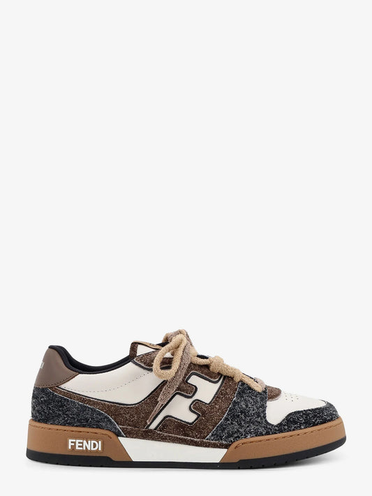 Fendi Sneakers Fendi Match In Pelle Bianca E Suede Marrone