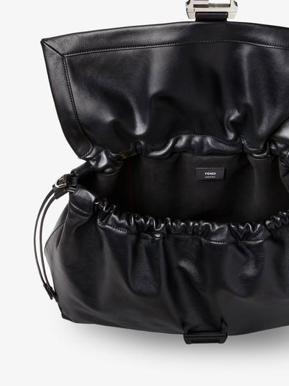 Fendi Fendi Flux Maxi Messenger leather crossbody bag - Nero+Palladio
