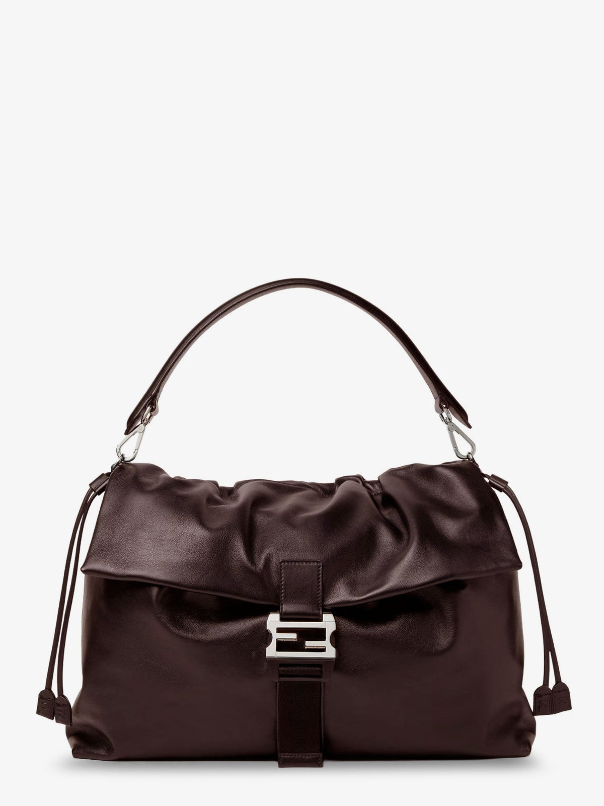 Fendi Fendi Flux Maxi Messenger leather shoulder bag - Chocolate+Palladio