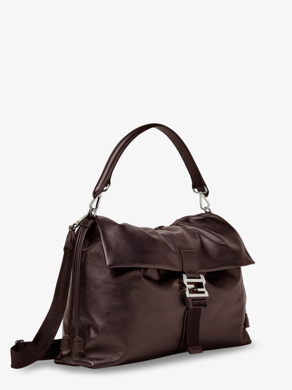 Fendi Fendi Flux Maxi Messenger leather shoulder bag - Chocolate+Palladio
