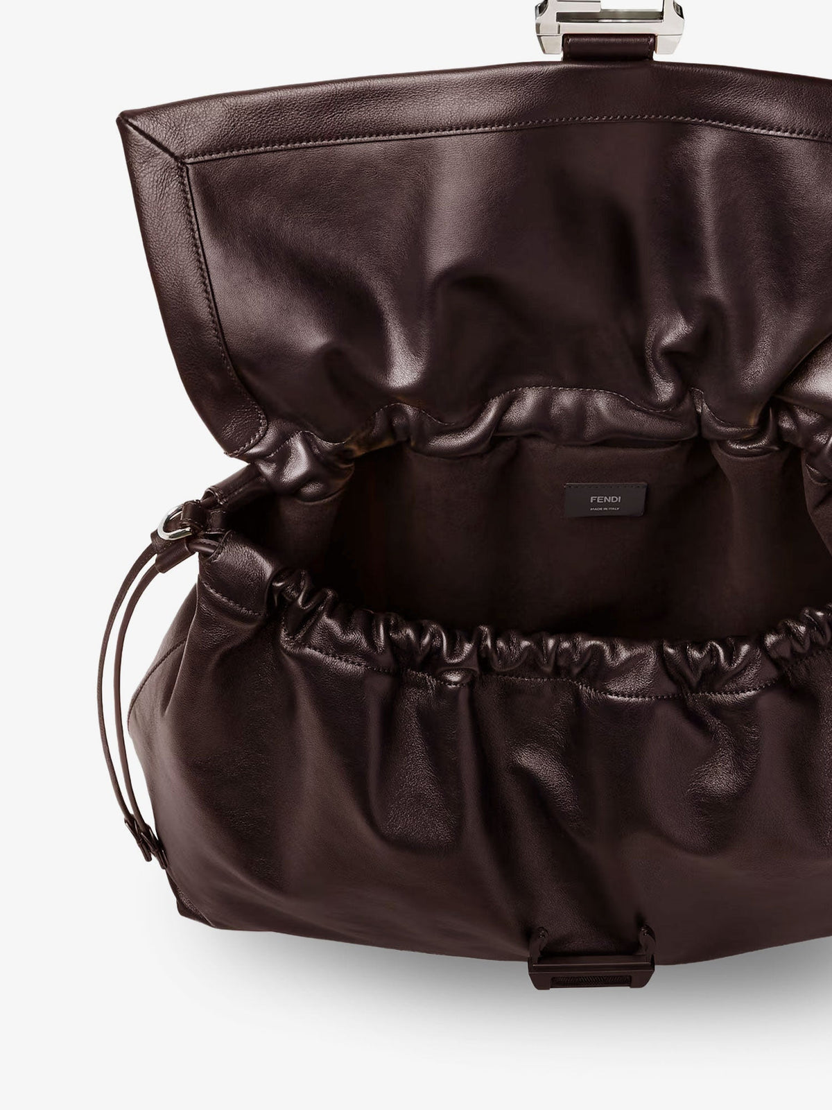 Fendi Fendi Flux Maxi Messenger leather shoulder bag - Chocolate+Palladio