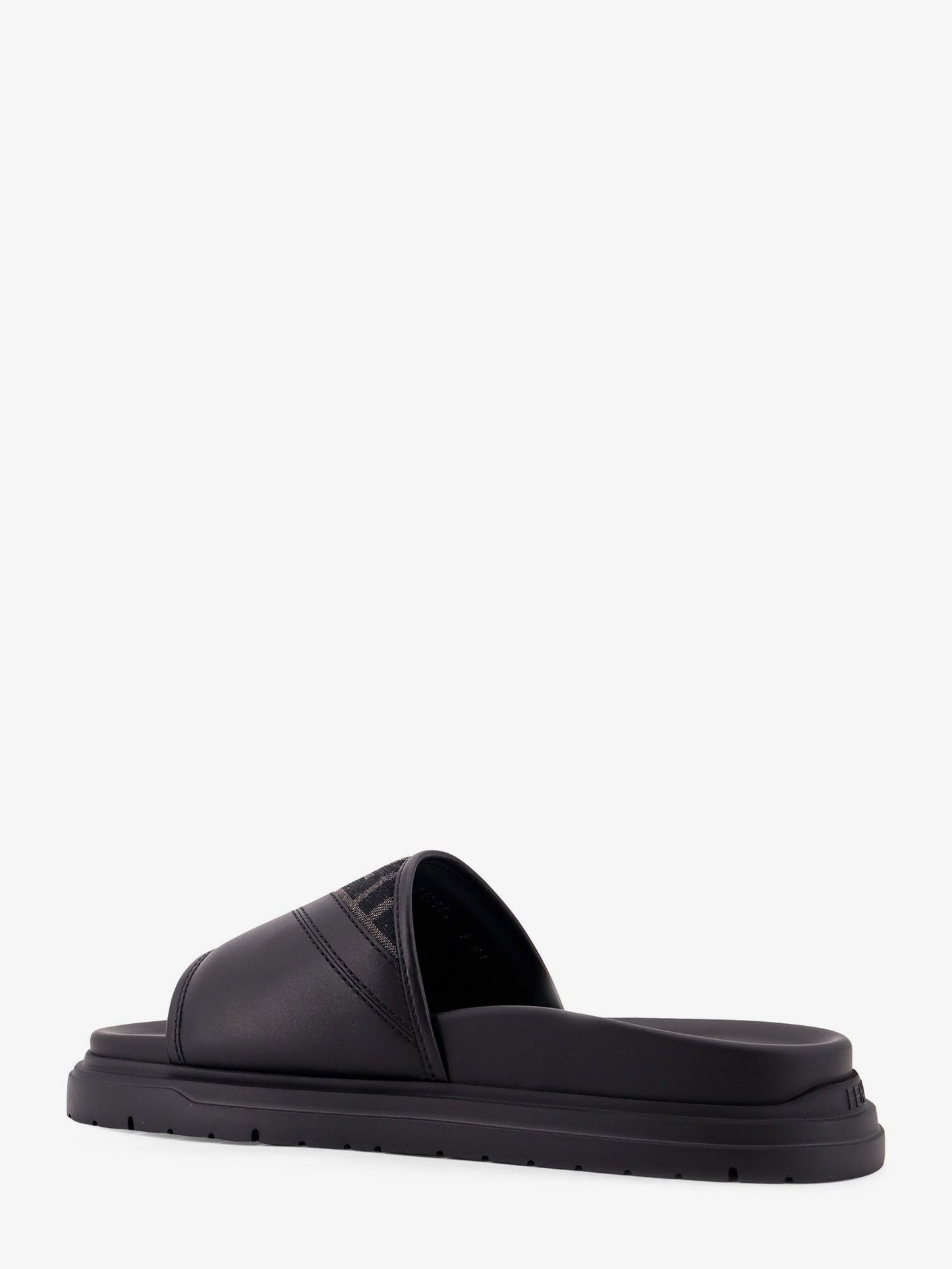 Fendi Low Leather Sandals With Ff Jacquard Insert